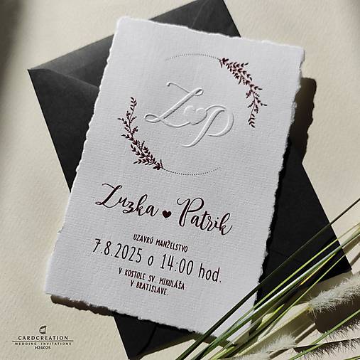 Svadobné oznámenie s luxusnou vystúpenou tlačou - S24025
