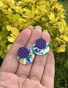 Náušnice - *Violet & multicolor shapes* - 16597256_