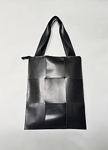 Veľké tašky - ŠACHOVNICA čierna kožená taška - 16599031_