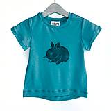 Detské oblečenie - Detské merino tričko so zajačikom, krátke rukávy - 16600054_