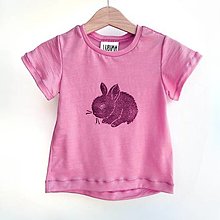 Detské oblečenie - Detské merino tričko so zajačikom, krátke rukávy - 16600015_
