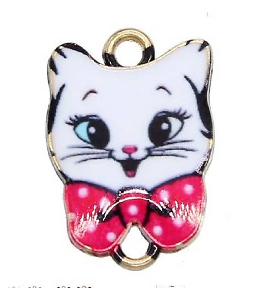 Komponenty - Medzikus smaltovaný mačka  15 x 20 mm, 1 ks - 16599309_