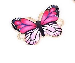 Komponenty - Medzikus smaltovaný motýľ 17 x 26 mm, 1 ks (ružový) - 16599299_