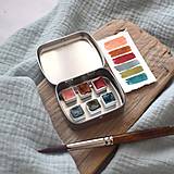 Farby-laky - Set ručne vyrobených akvarelových farieb - 6 mini panvičiek - 16598894_