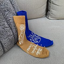 Ponožky, pančuchy, obuv - Maľované ponožky s nápisom: "Všetko najlepšie (meno) + na želanie (dvojfarebné) so psíkmi - 16598800_