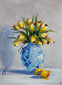 Obrazy - Obraz "Tulipány a citróny", 30x39.5 cm - 16598836_