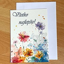 Papiernictvo - Pohľadnica Všetko najlepšie! Blahoželanie k narodeninám, meninám (Kvety) C0012 (č.1) - 16599753_