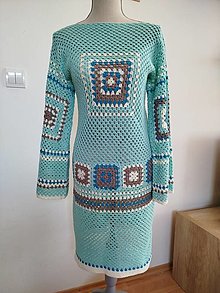 Šaty - Háčkované šaty tyrkys - 16601404_