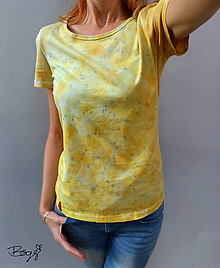 Topy, tričká, tielka - dámské tričko batikované přírodní metodou 16 - 16601098_