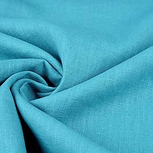 Textil - (54) 100 % predpraný mäkčený ľan tyrkysová, šírka 135 cm - 16601424_