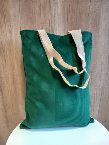 Nákupné tašky - Tmavozelená menčestrová taška - 16601844_
