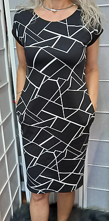 Šaty - Šaty s kapsami - černobílý vzor S - XXXL - 16602330_