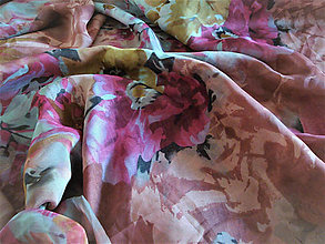 Textil - Šifon s kvety šírka 145 cm (1m) - 16601766_
