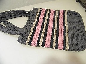 Iné tašky - Háčkovaná taška sivo-ružová - 16602348_