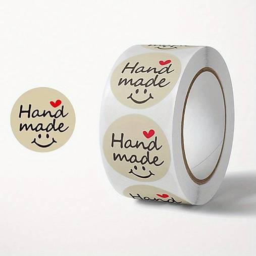 Papier - Nálepka hand made béžová - 16602840_