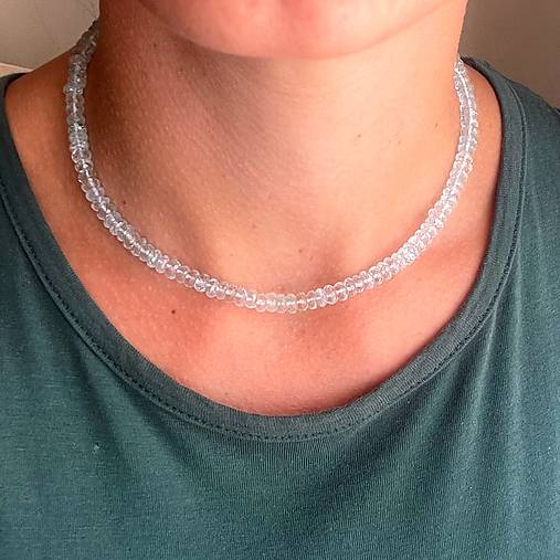 Aquamarine Rondelle Necklace AG925 / Náhrdelník prírodný akvamarín E005