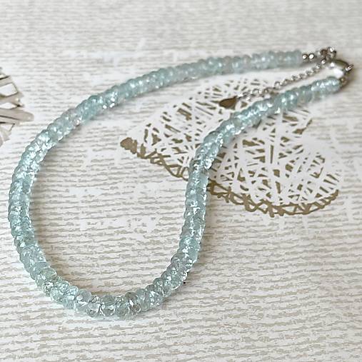 Aquamarine Rondelle Necklace AG925 / Náhrdelník prírodný akvamarín E005