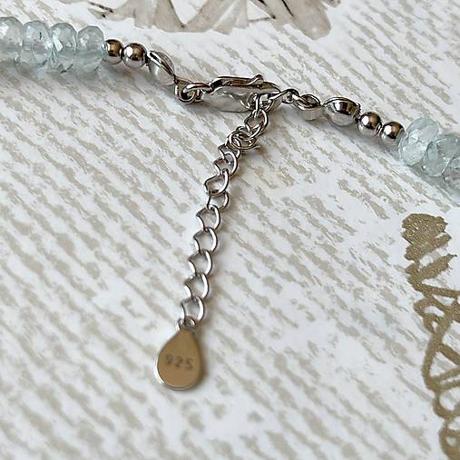 Aquamarine Rondelle Necklace AG925 / Náhrdelník prírodný akvamarín E005