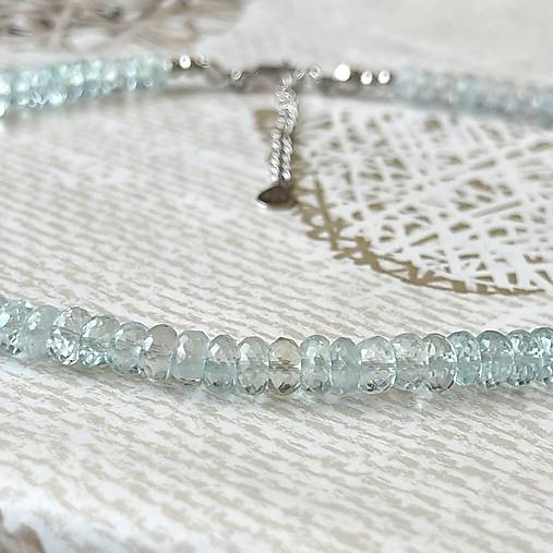 Aquamarine Rondelle Necklace AG925 / Náhrdelník prírodný akvamarín E005