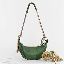 Kabelky - Kožená kabelka Myra Raw (zelená) - 16602905_
