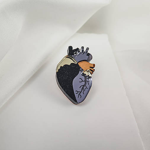 Malý odznak Anatomické srdce (Čierna)