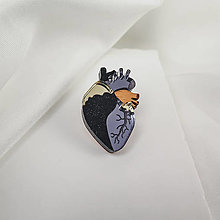 Pánske šperky - Malý odznak Anatomické srdce (Čierna) - 16604793_