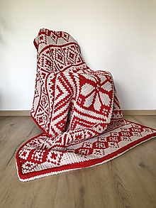 Úžitkový textil - Obojstranná deka 180x110cm z Alize Puffy More - ľudový vzor - 16604797_
