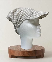 Detské čiapky - Detský ľanový čepiec Béžovo-biela - 16604053_