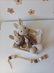 Hračky - Set pre bábätko zajko (béžovo-hnedá) - 16602579_
