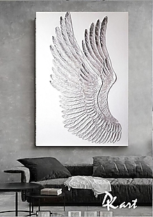 Obrazy - Anjelské krídla, strieborné 3D obraz - 16603117_