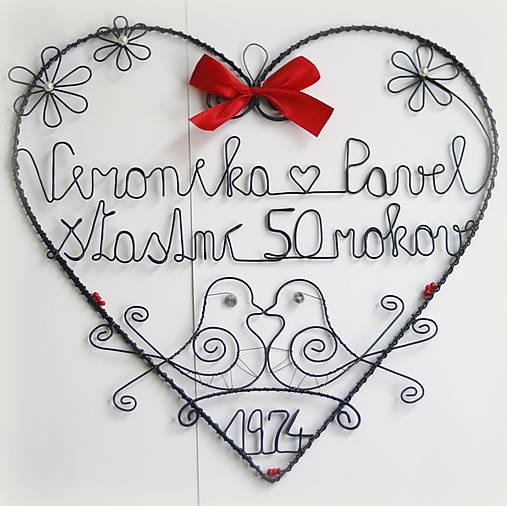 Dekorácie - veľké srdce k výročiu  30cm - 16605079_