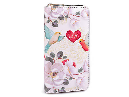 AKCIA!!! Dámska peňaženka, 9,5x19 cm, vtáčik, láska, kvety