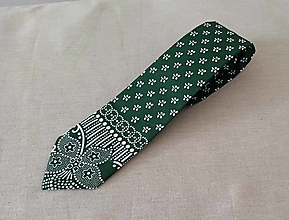 Pánske doplnky - zelená pánska kravata folk 1 - 16606310_