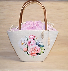 Kabelky - Květinová kabelka s kapsou a plátýnkem 2262 - 16604948_