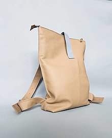 Batohy - LATTE kožený rolltop ruksak - 16606646_