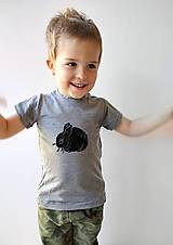 Detské oblečenie - Detské merino tričko so zajačikom, krátke rukávy - 16605741_
