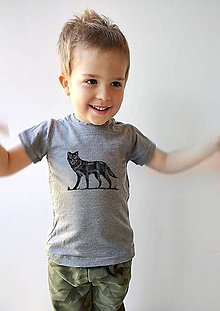 Detské oblečenie - detské merino tričko jar/leto - vlk - 16605718_