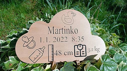 Tabuľky - Tabuľka k narodeniu dieťaťa - Obláčik - 16606848_