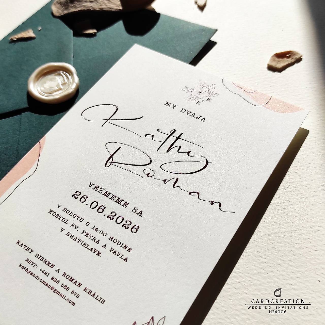 Minimalistické svadobné oznámenie - H24006
