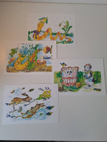 Papiernictvo - 4 pohľadnice, veselé zvieratká - 16605579_