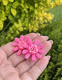 Náušnice - *Neon pink & pearl flowers* - 16607581_