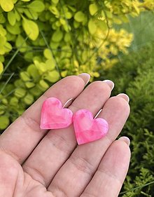 Náušnice - *Neon pink & transcluent love* - 16607587_