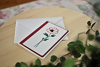 Papiernictvo - Pohľadnica s výšivkou - Fialový kvet - 16608435_