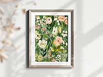 Grafika - Art Print| Farebný kvetinový vzor, maľované kvety|03 - 16609581_