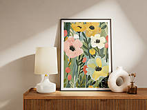 Grafika - Art Print| Farebný kvetinový vzor, maľované kvety|04 - 16609648_
