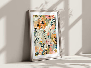Grafika - Art Print| Farebný kvetinový vzor, maľované kvety|02 - 16609437_