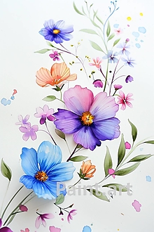 Grafika - Pestrofarebné kvety (č.156) - 16608732_