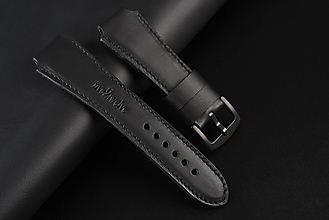 Náramky - Kožený remienok na hodinky 20mm, INFINITY/čierny/čierna pracka/čierne prešitie, L - 16608887_