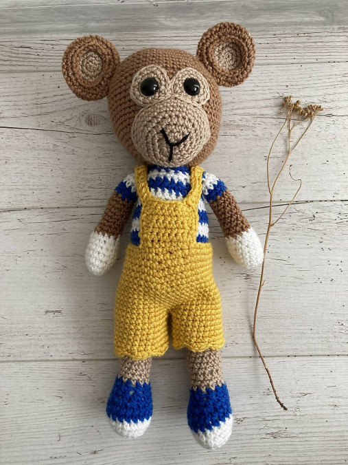 Hračky - Opica / žlté nohavice +pásikavé tričko - 16609231_