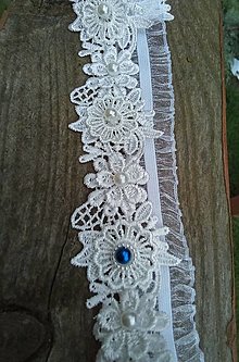 Spodná bielizeň - svadobný podväzok Ivory - kráľovská modrá 25 - 16610064_